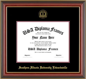 SIUE Diploma Frame – Cherry Gold Trim – Black/Crimson Mat
