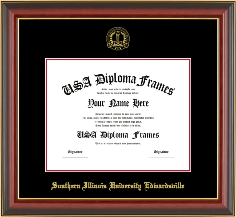 SIUE Diploma Frame – Cherry Gold Trim – Black/Crimson Mat