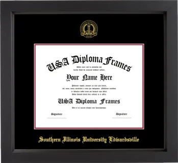 SIUE Diploma Frame – Black Matte – Black/Crimson Mat