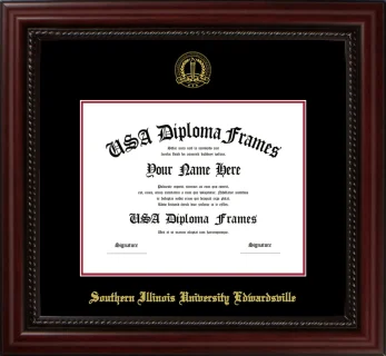 SIUE Diploma Frame – Cherry Rope – Black/Crimson Mat