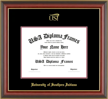 USI Diploma Frame – Cherry Gold Trim – Black/Crimson Mat