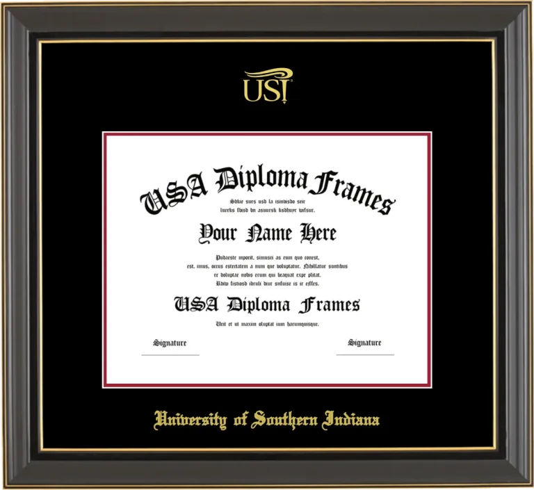 USI Diploma Frame – Black Gold Trim – Black/Crimson Mat