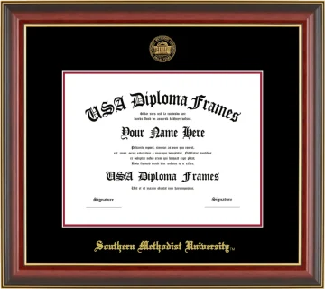 SMU Bachelors Frame – Cherry Gold Trim – Black/Crimson Mat