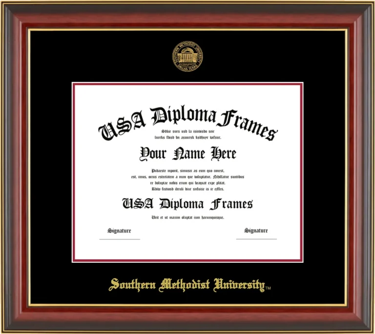 SMU Bachelors Frame – Cherry Gold Trim – Black/Crimson Mat