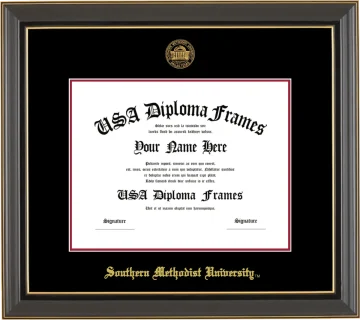 SMU Bachelors Frame – Black Gold Trim – Black/Crimson Mat
