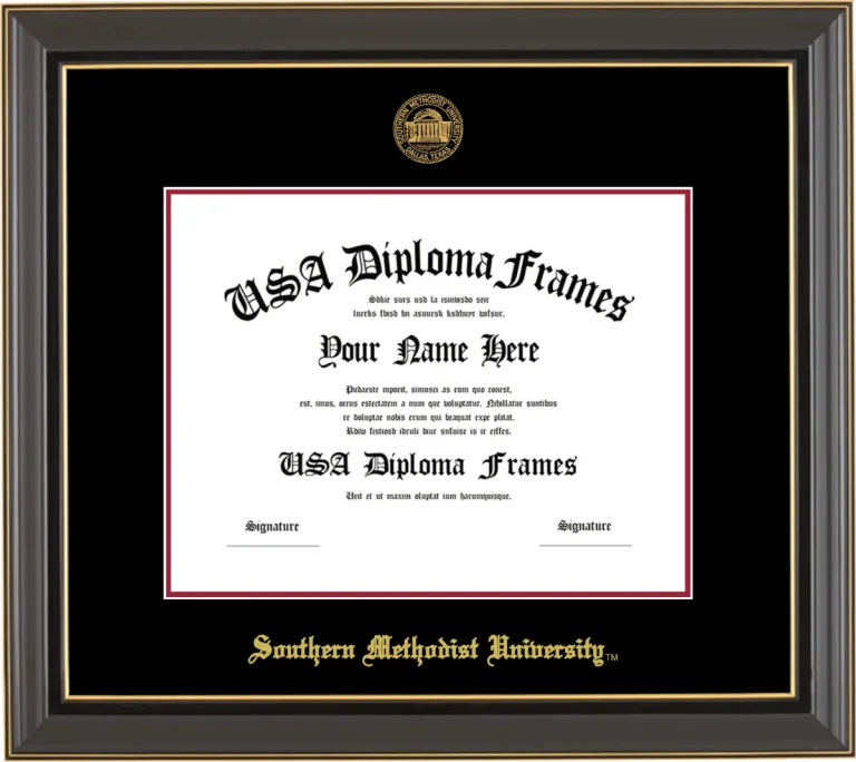 SMU Bachelors Frame – Black Gold Trim – Black/Crimson Mat