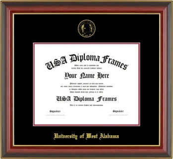 UWA Diploma Frame – Cherry Gold Trim – Black/Crimson Mat
