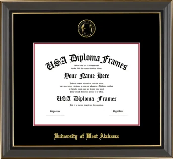 UWA Diploma Frame – Black Gold Trim – Black/Crimson Mat