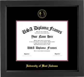 UWA Diploma Frame – Black Matte – Black/Crimson Mat
