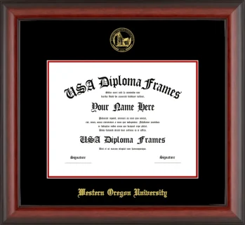 WOU Diploma Frame – Cherry Matte – Black/Red Mat