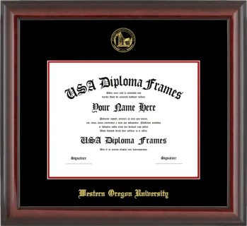 WOU Diploma Frame – Cherry Glossy – Black/Red Mat