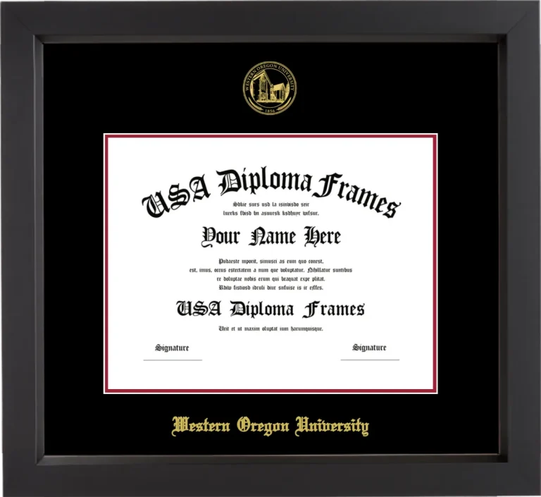 WOU Diploma Frame – Black Matte – Black/Crimson Mat