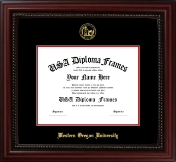 WOU Diploma Frame – Cherry Rope – Black/Red Mat