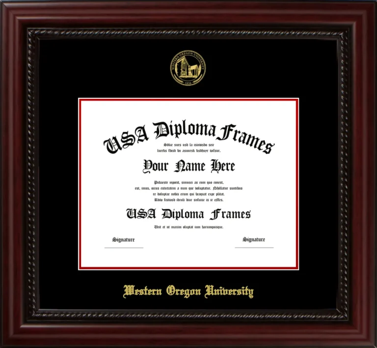WOU Diploma Frame – Cherry Rope – Black/Red Mat