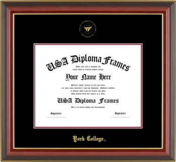 YC Diploma Frame – Cherry Gold Trim – Black/Crimson Mat