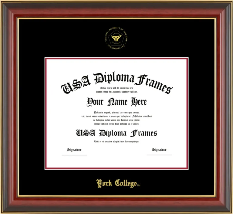 YC Diploma Frame – Cherry Gold Trim – Black/Crimson Mat