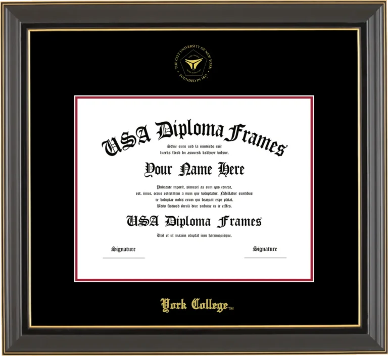 YC Diploma Frame – Black Gold Trim – Black/Crimson Mat