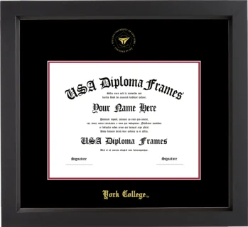 York College Diploma Frame – Black Matte – Black/Crimson Mat
