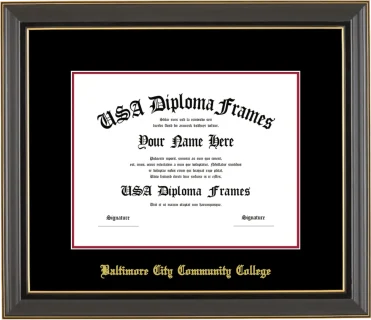 BCCC Diploma Frame – Black Gold Trim – Black/Crimson Mat