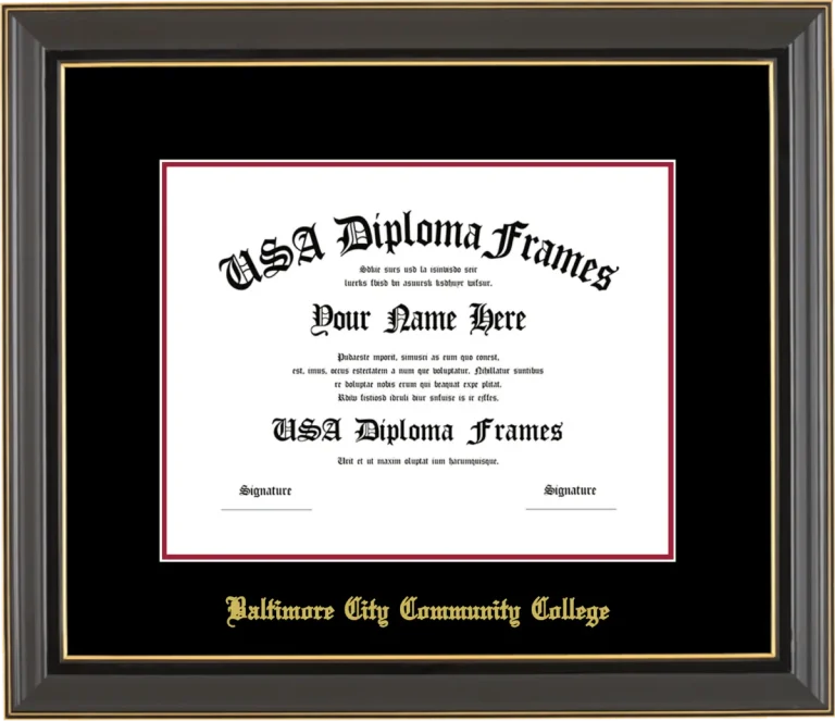 BCCC Diploma Frame – Black Gold Trim – Black/Crimson Mat