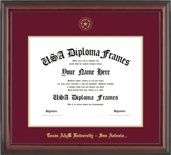 TAUSA Diploma Frame – Cherry Glossy – Maroon/Gold Mat