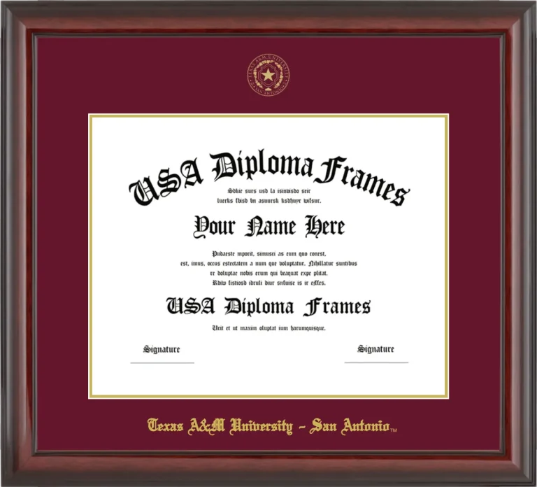 TAUSA Diploma Frame – Cherry Glossy – Maroon/Gold Mat