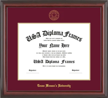 TWU Diploma Frame – Cherry Glossy – Maroon/Gold Mat