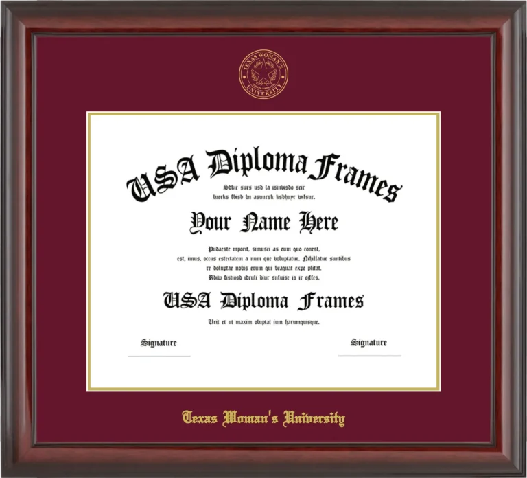 TWU Diploma Frame – Cherry Glossy – Maroon/Gold Mat