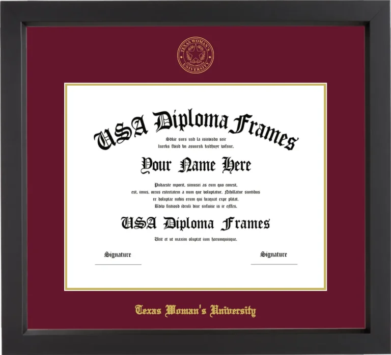 TWU Diploma Frame – Black Matte – Maroon/Gold Mat