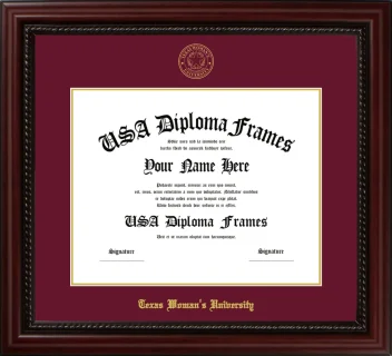 TWU Diploma Frame – Cherry Rope – Maroon/Gold Mat
