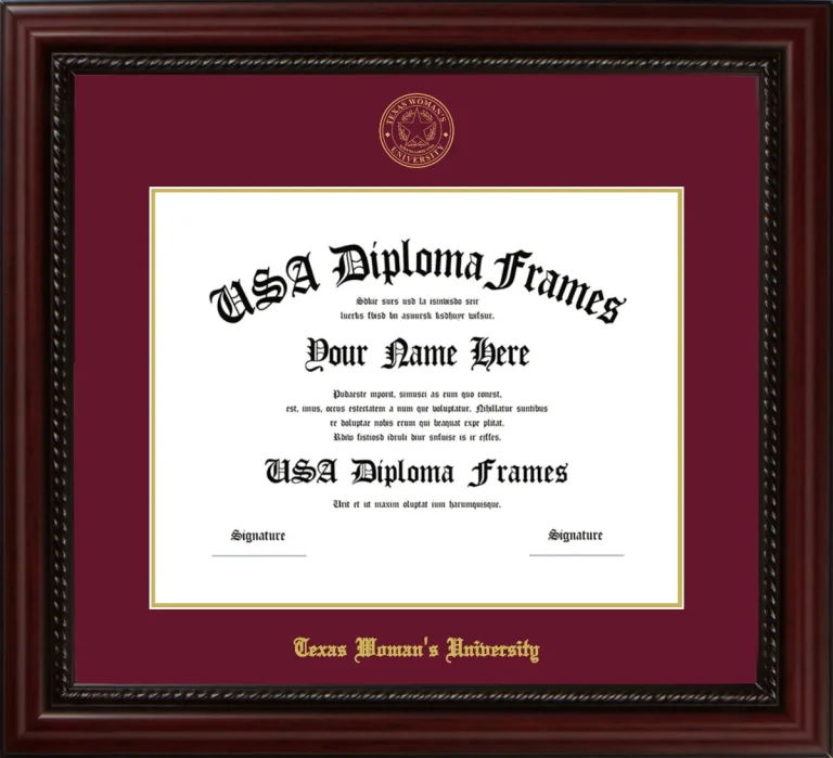 TWU Diploma Frame – Cherry Rope – Maroon/Gold Mat