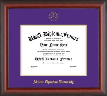 Abilene Christian University Diploma Frame – Cherry Matte – Purple/Gold Mat