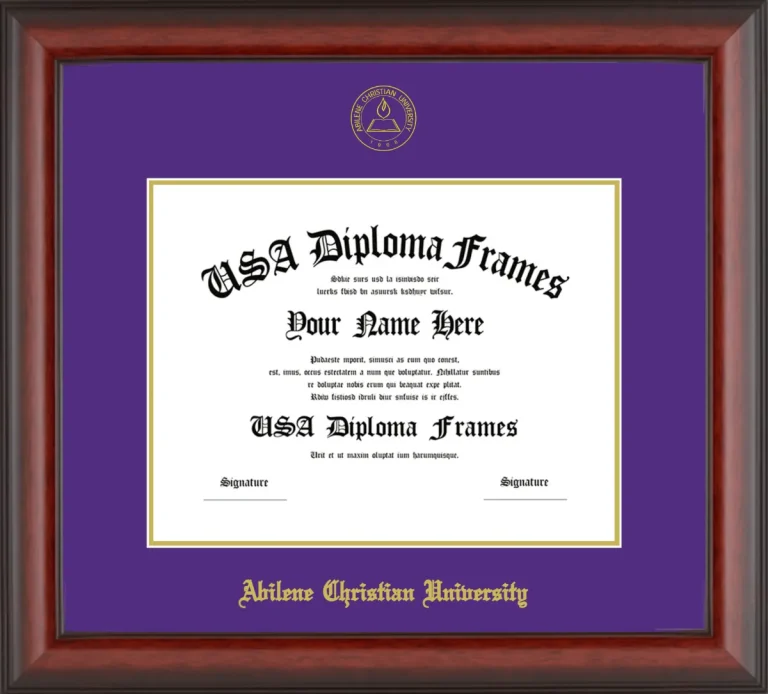Abilene Christian University Diploma Frame – Cherry Matte – Purple/Gold Mat