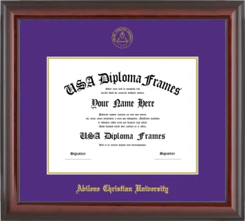 Abilene Christian University Diploma Frame – Cherry Glossy – Purple/Gold Mat