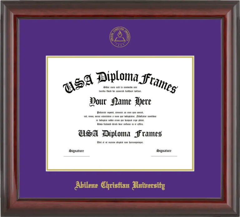Abilene Christian University Diploma Frame – Cherry Glossy – Purple/Gold Mat