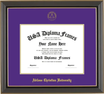 Abilene Christian University Diploma Frame – Black Gold Trim – Purple/Gold Mat