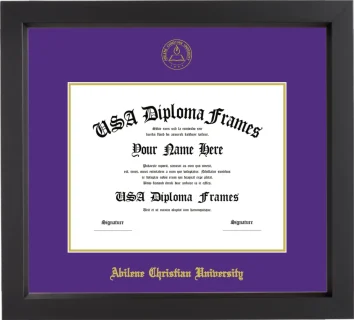 Abilene Christian University Diploma Frame – Black Matte – Purple/Gold Mat
