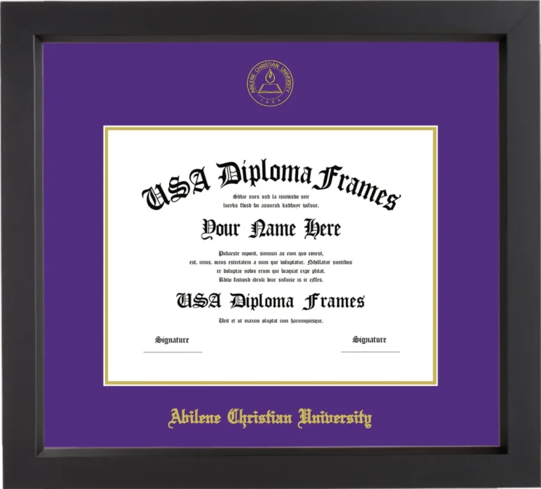 Abilene Christian University Diploma Frame – Black Matte – Purple/Gold Mat