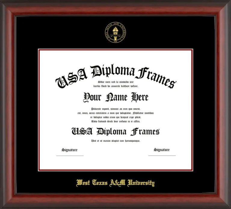 West Texas A&M University Diploma Frame – Cherry Matte – Black/Maroon Mat