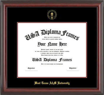 West Texas A&M University Diploma Frame – Cherry Glossy – Black/Maroon Mat