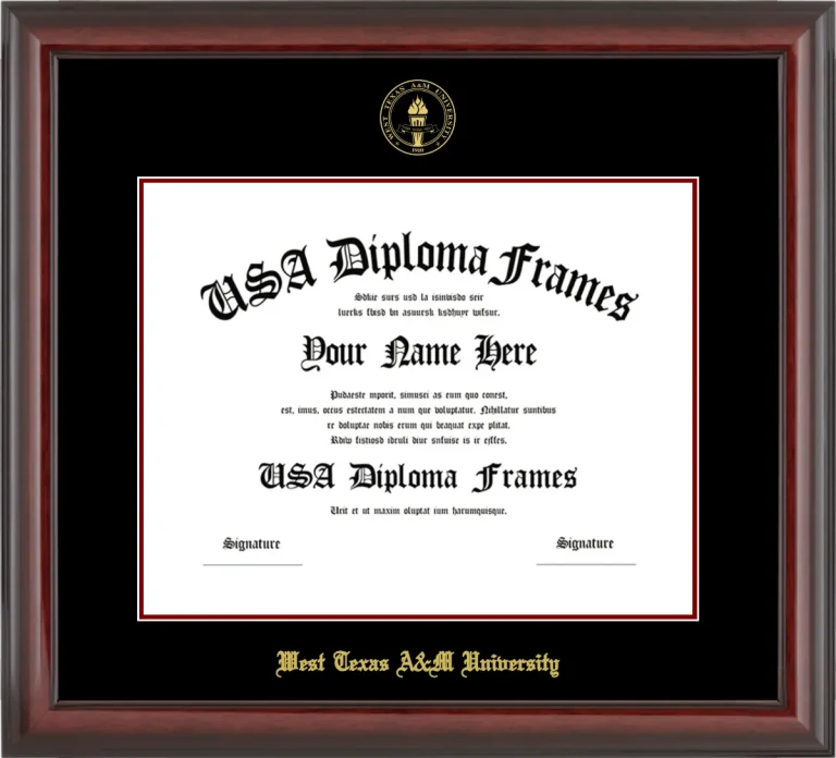 West Texas A&M University Diploma Frame – Cherry Glossy – Black/Maroon Mat