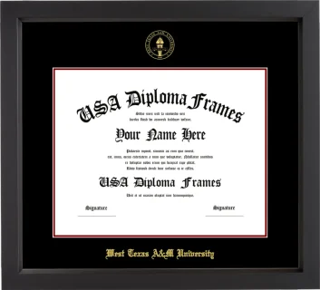 West Texas A&M University Diploma Frame – Black Matte – Black/Maroon Mat