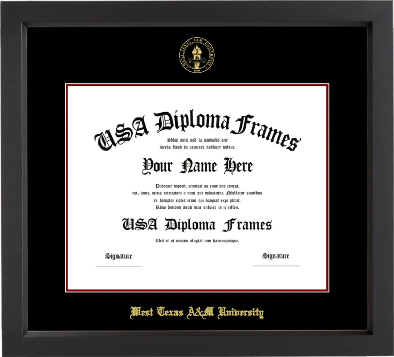 West Texas A&M University Diploma Frame – Black Matte – Black/Maroon Mat