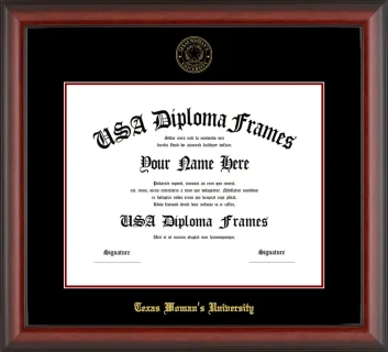 Texas Woman’s University Diploma Frame – Cherry Matte – Black/Maroon Mat