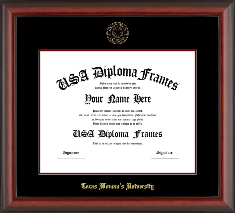 Texas Woman’s University Diploma Frame – Cherry Matte – Black/Maroon Mat