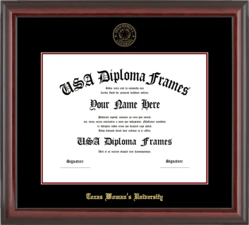 Texas Woman’s University Diploma Frame – Cherry Glossy – Black/Maroon Mat