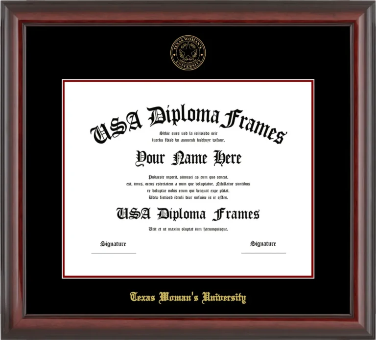 Texas Woman’s University Diploma Frame – Cherry Glossy – Black/Maroon Mat