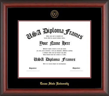 Texas State University Diploma Frame – Cherry Matte – Black/Maroon Mat