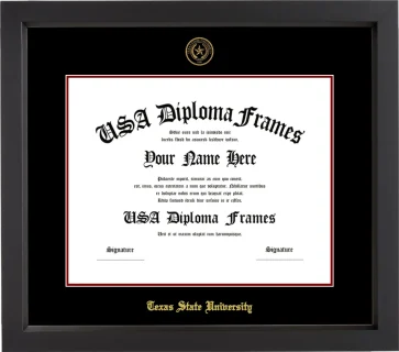 Texas State University Diploma Frame – Black Matte – Black/Maroon Mat