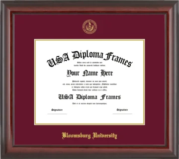 Bloomsburg University Diploma Frame – Cherry Glossy – Maroon/Gold Mat